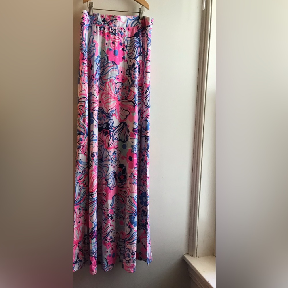 NWOT Lilly Pulitzer Pull On Maxi Skirt with Side Slits ~ Make a Splash ~ Sz S